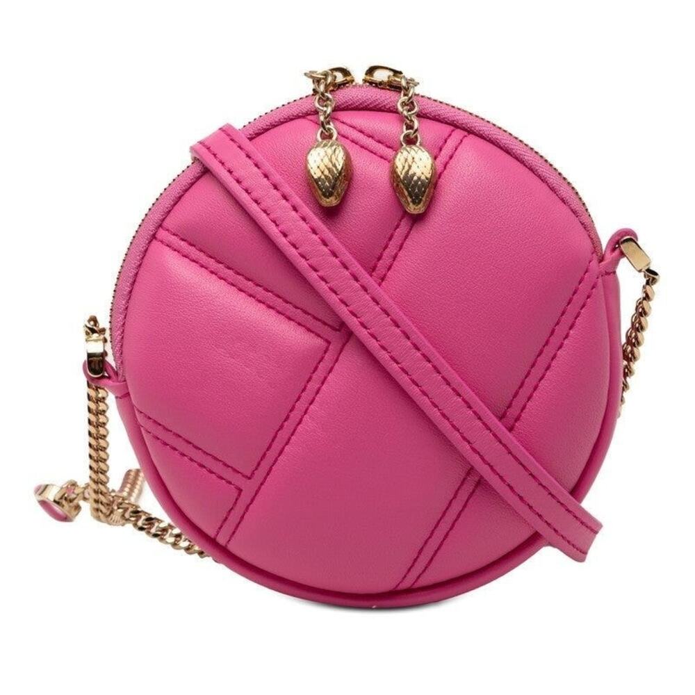 Bvlgari Serpenti Cabochon Mini Pochette Leather Shoulder Bag Pink